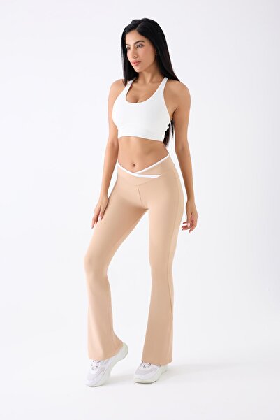 İmaj 486 Μπεζ κολάν εγκυμοσύνης με επιστροφή χρώματος και εξαιρετικά ελαστικό αποτέλεσμα κανονικής μέσης ισπανικής φόρμας