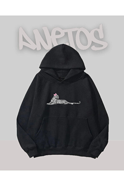 Anetos Design leopard negru față cu imprimeu Swea tricou