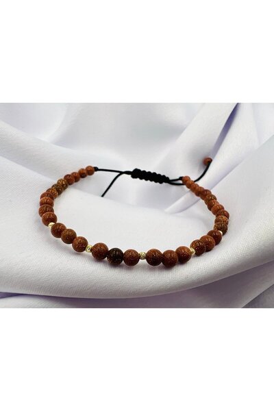 OEM Brățară cu Piatra Soarelui și 5 bilute din aur 14k - Reglabila