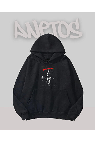 Anetos Φούτερ Legendd Barny Design Μαύρο Μπροστινό με τύπωμα