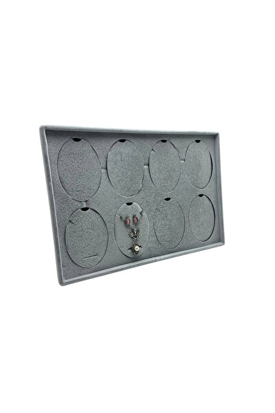 MeGass Dekor Suede Fabric Gray 34-24 cm Pedestal Necklace Display Stand with ...