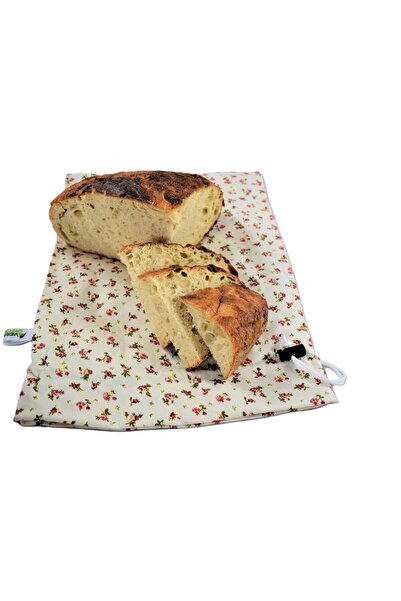 VeraGreen Bag, padded bag for bread 3-4 kg, made of fabric, with drawstring and stopper, flowers, size XL