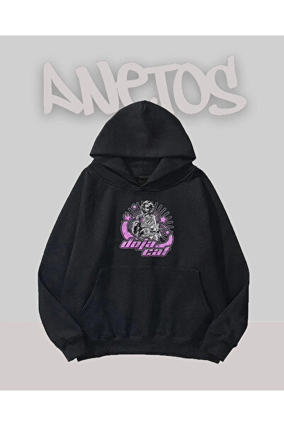 Anetos Доджа Кет Дизайн Черна суитшърт с принт отпред