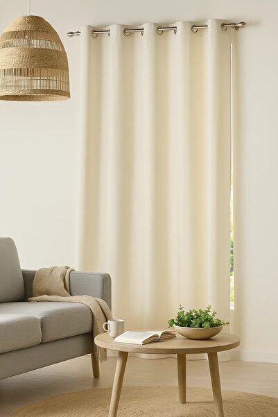 Douceur D'INTERIEUR Curtain made on staple rings, 140 x 260 cm, microfiber, natural color