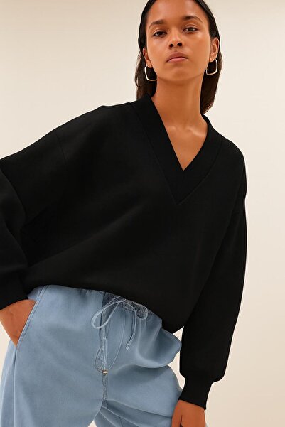 BENROMA SWEATSHIRT UNISEX CU DECOLTEU IN V