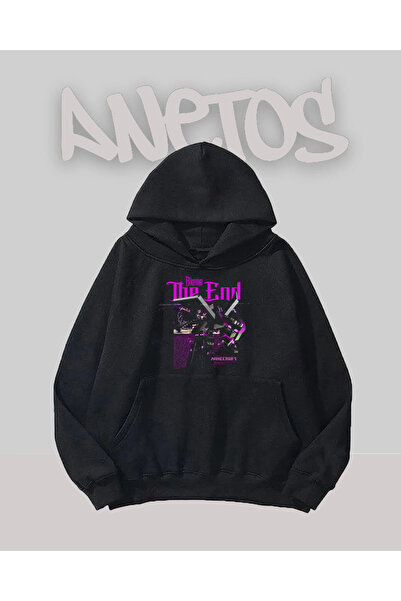 Anetos The End Design Sweatshirt Negru cu Imprimeu Pe Față