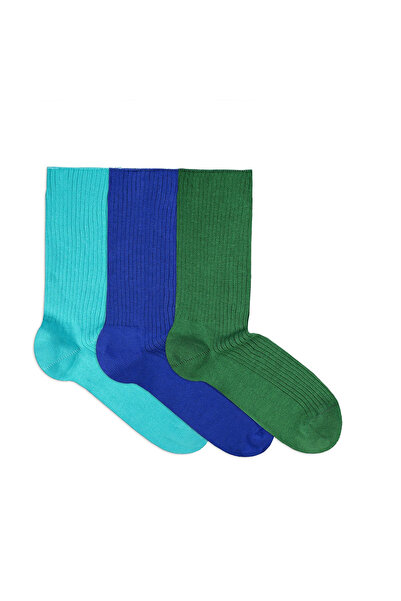 Pirin Hill Sosete bumbac lungi fara elastic Box 3 buc.Mint Blue Dark Green