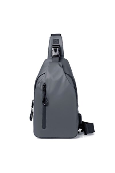 OEM Men's Casual Sling Crossbody Bag, Waterproof Nylon, Gray