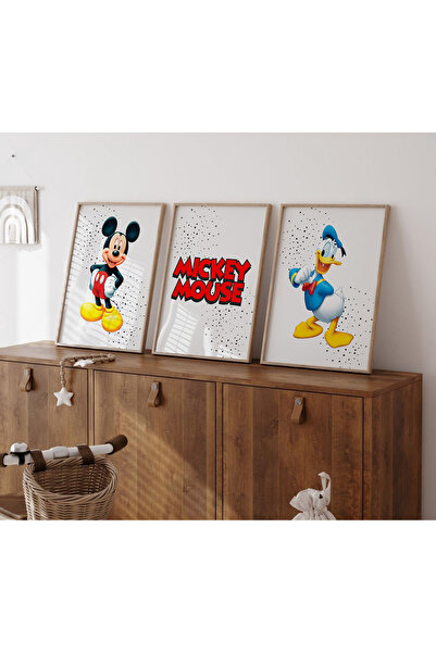 POSTER (ÇERÇEVESİZ) Mickey Mouse 3lü seti Çerçevesiz Duvar Posteri 3 adet