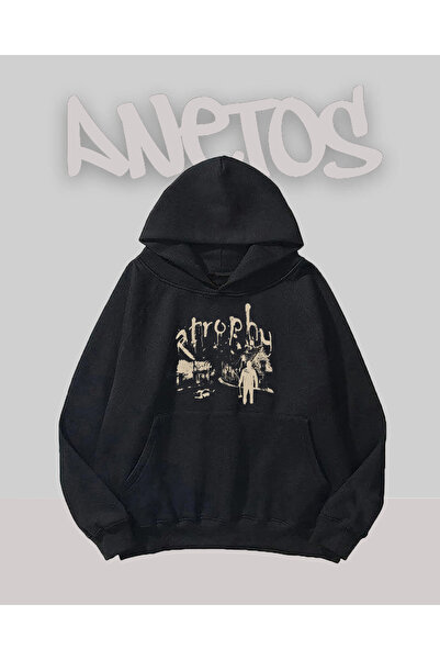 Anetos Atrophy Farm Design Negru Față cu imprimeu Swea tricou