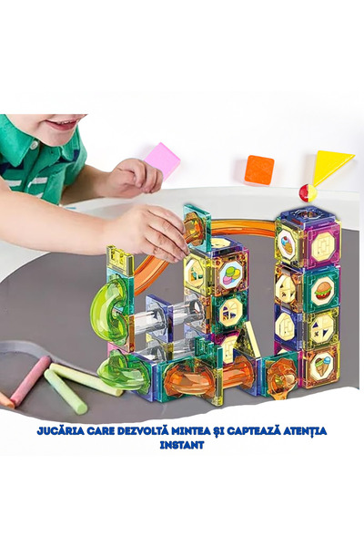 RaSteff Set Magnetic Building Pieces with Rolling Track, RaSteff™, Interactive Parent-Child Puzzle, 73 pcs