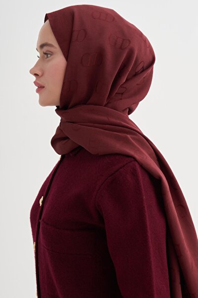 carell Monogram Pattern Liora Cotton Shawl Burgundy