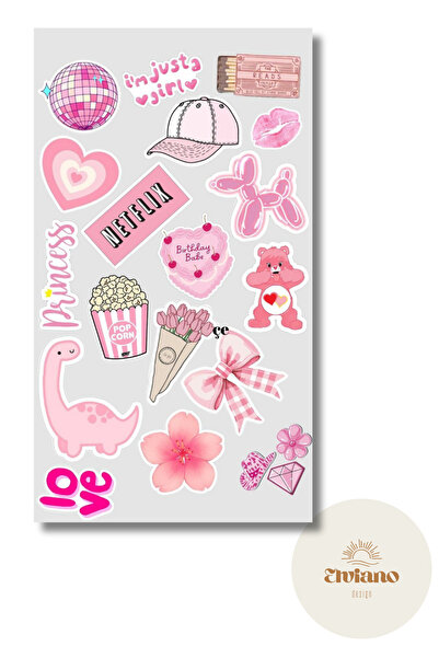 elviano Pembe Temalı Sticker Planner Ajanda Bullet Journal Için Uygun Set