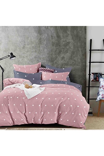 JOJO HOME Bed linen, 4 pieces, 1 person, 155x230cm, fine cotton, Pink Hearts