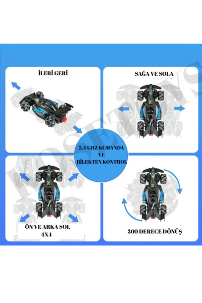 kosetoys Uzaktan Kumandalı Araba Şarjlı 4x4 Full Fonksiyon 2.4Ghz RC Yarış Rally Arabası