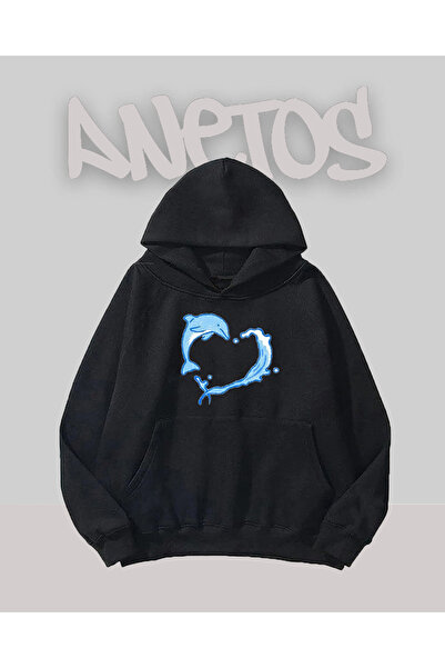 Anetos سويت شيرت أسود مطبوع من الأمام من Yunus Love Design