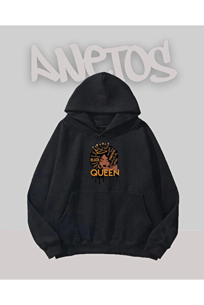 Anetos Queen Design Black Front cu imprimeu Swea tricou