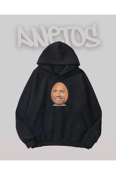 Anetos Egg Face Design Negru Față cu imprimeu Swea tricou