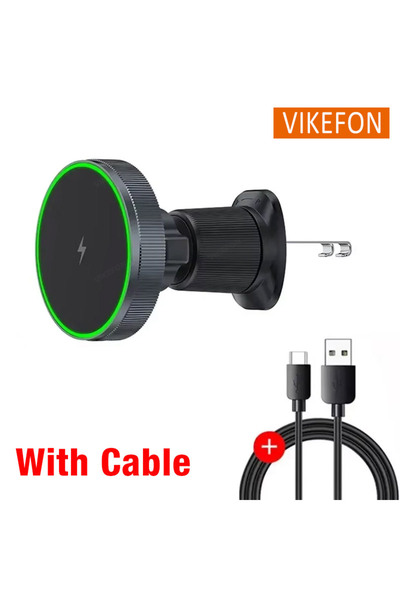 Vikefon Black With Cable Qi2/Cooler Magnetic Wireless Car Charger LED Light A...