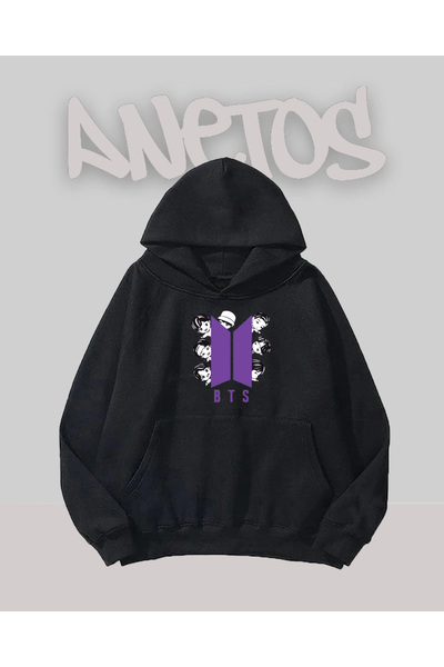 Anetos Bts 1 Design Negru Față cu imprimeu Swea tricou