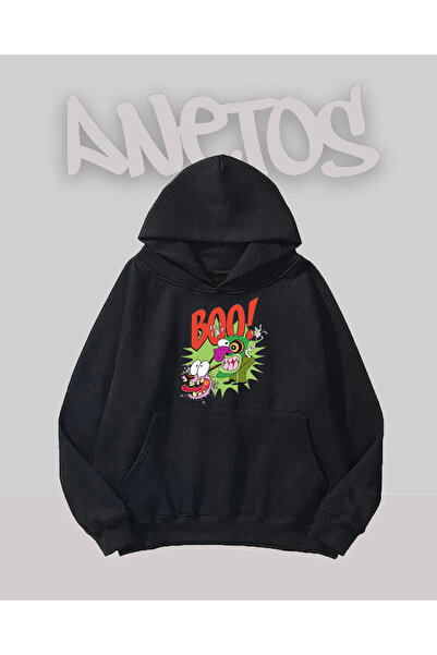 Anetos Boo Design Black Front cu imprimeu Swea tricou