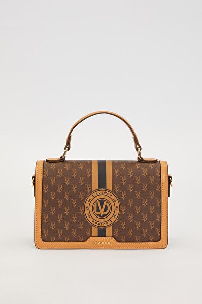 Levidor Coffee Logo Monogram Pattern Handbag