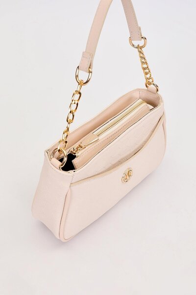 Levidor Krem Zincir Detaylı Trend Omuz Çantası