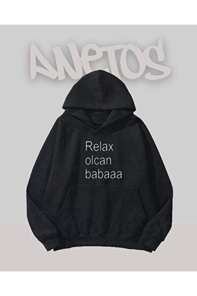 Anetos Relax Olcan Baba Design Negru Față cu imprimeu Swea tricou