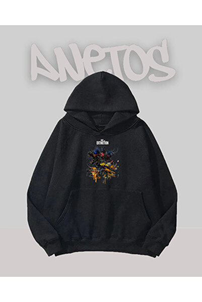 Anetos Sweatshirt cu imprimeu frontal negru design Transformers