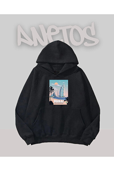 Anetos Μαύρο μπλουζάκι με σχέδιο Ντουμπάι με τύπωμα