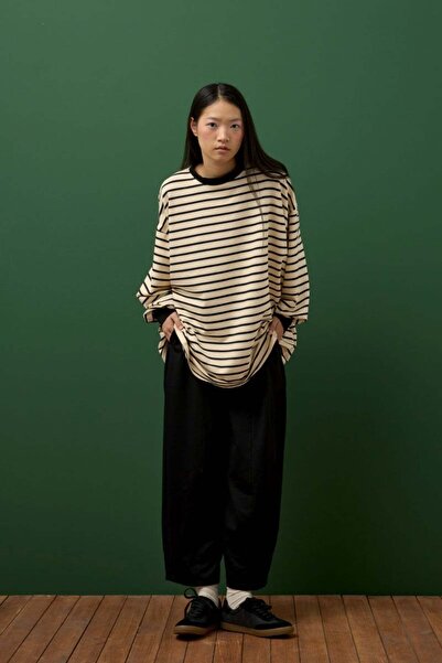 Ceylan Otantik Black Striped Sweat & Shalwar Pants Set
