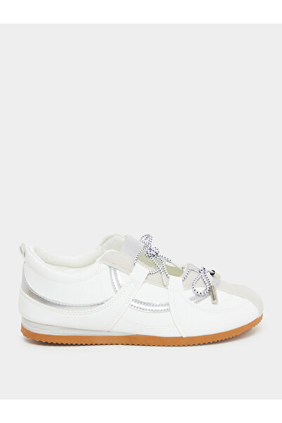 Styli White Leather Lace Up Sneakers