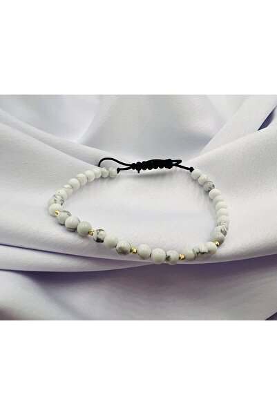 OEM Bracelet with howlite and 5 14k gold balls - Adjustable