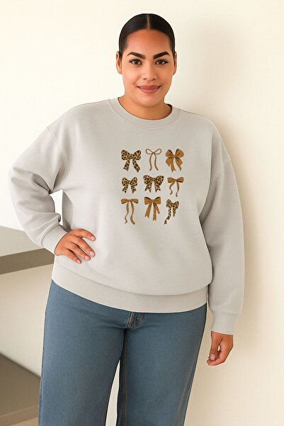 BENROMA 3 Yarn Combed Cotton Ribbons Printed Oversized Unisex Sweatshirt