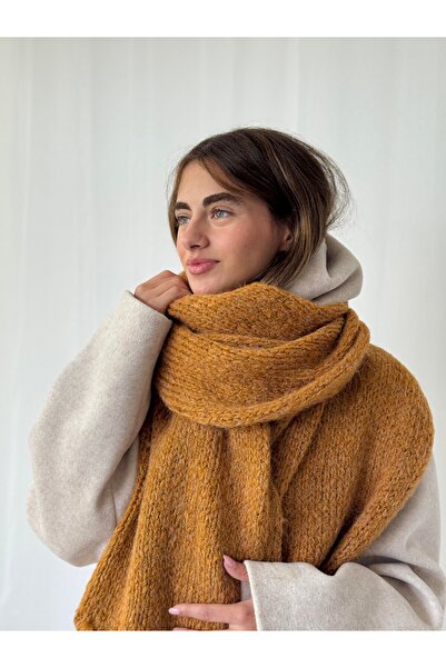 Retrobird Μεγάλου μεγέθους μαλακό πλεκτό κασκόλ Γυναικείο Camel