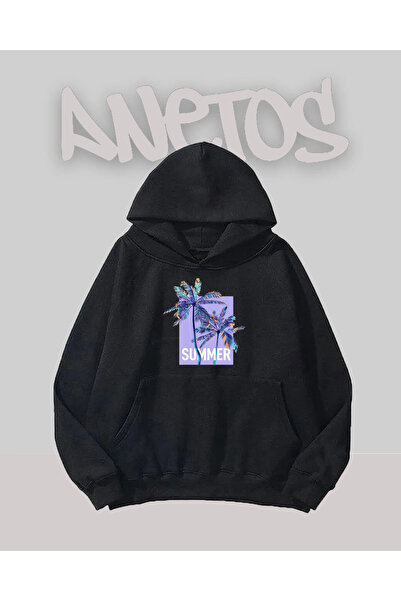 Anetos Summer Design Black Front cu imprimeu Swea tricou