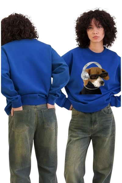 ArtYus Φούτερ Unisex με μακριά μανίκια με ακουστικά Dog Transfer με τύπωμα με...