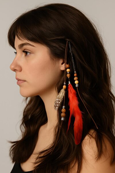 New Obsessions Lanț de păr boem cu pene Rasta