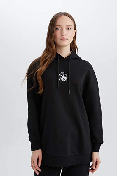 DeFacto Relax Fit Kalın Siyah Kadın Sweatshirt E1203AX/BK81
