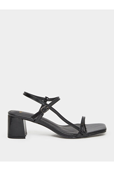 Styli Black Block Heel Slingback Sandals