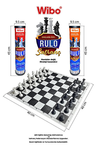 welcomein Okullara Özel Rulo Satranç Takımı Çantalı Satranç (Taşıma İpli) Men...