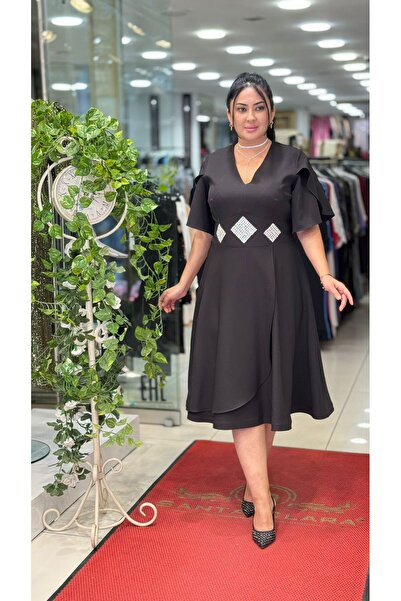 live forever Büyük Beden Siyah Abiye Elbise – Melek Kol Şık Gece ve Davet Elb...