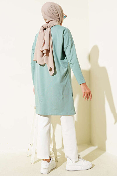 Smy moda Women's Printed Tunic Crew Neck Long Sleeve