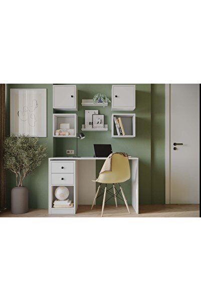 Nettrends Çok Fonksiyonlu ve Çok Bölmeli Şık Tasarım Çalışma Masası, Kitaplık...