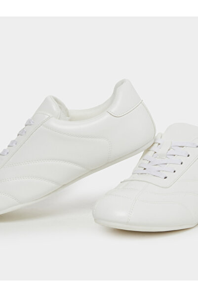 Styli Women White Lace Up Sneakers