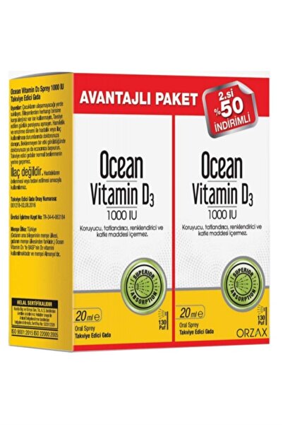 Orzax Ocean Vitamin D3 1000 IU Sprey 2 Adet