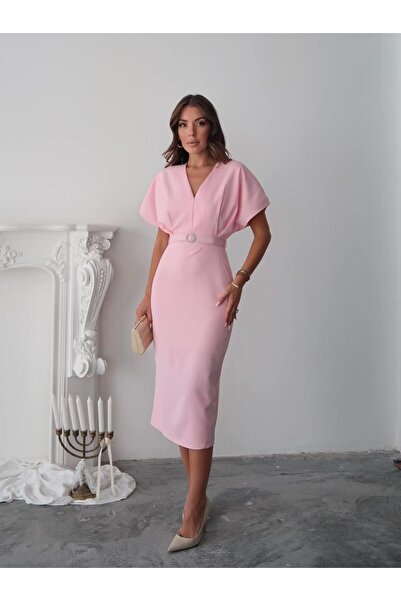 conconmoda Klein Kemer Detaylı V Yaka Elbise