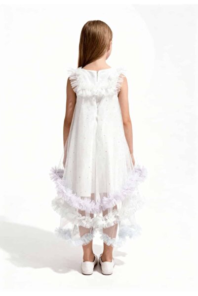 SIRRI Kız Çocuk Kuyruklu Tül Abiye Elbise 2 Parça (6–9 Yaş)