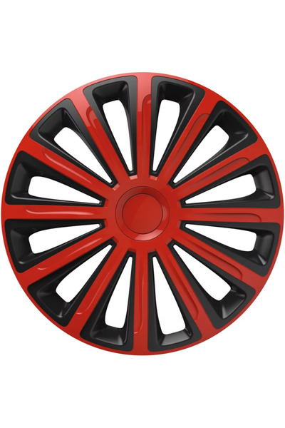 Cridem Set capace roti auto Trend 4buc - Rosu/Negru - 15''