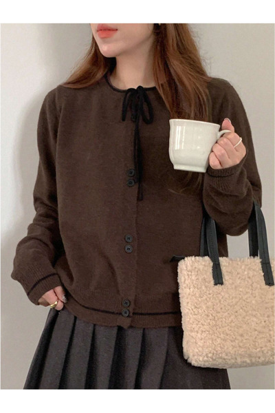 Samin Women's Color Block Double Button Knit Cardigan